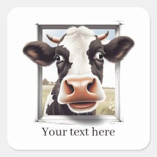 Funny cow lovers customisable square sticker