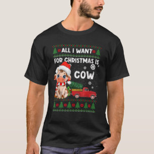 Funny Cow lovers Cute Cow Santa Hat Ugly Christmas T-Shirt