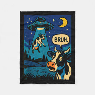 Funny Cow Meme Ufo Alien Zoo Boys Girls Kids Fleece Blanket