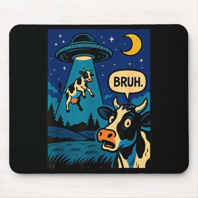 Funny Cow Meme Ufo Alien Zoo Boys Girls Kids  Mouse Pad (Front)