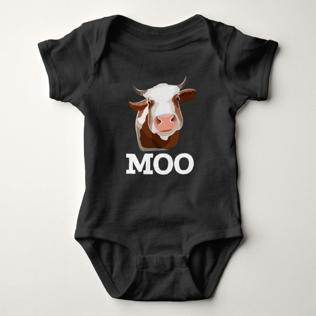Funny Cow Moo Farm Animal Humour Baby Bodysuit (Front)
