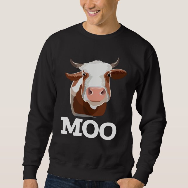 Funny Cow Moo Farm Animal Humour Sweatshirt (Front)