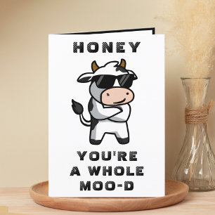 Funny Cow Moo Mood Spouse Happy Birthday Thank You Card