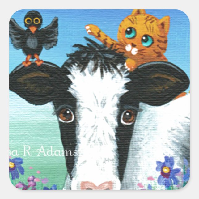 Funny Cow Orange Cat Creationarts  Sticker (Front)