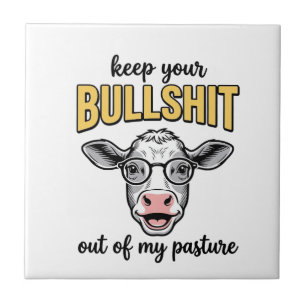 Funny Cow Pasture Vintage Shirt Design_1 Ceramic Tile