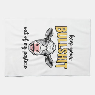 Funny Cow Pasture Vintage Shirt Design_1 Tea Towel