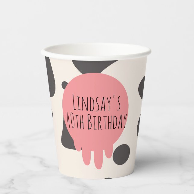 Funny Cow Print Adult Party Birthday Party Paper Cups (Front)