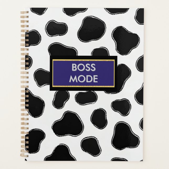Funny Cow Print Office Essentials-Boss Babe Vibe Planner (Front)