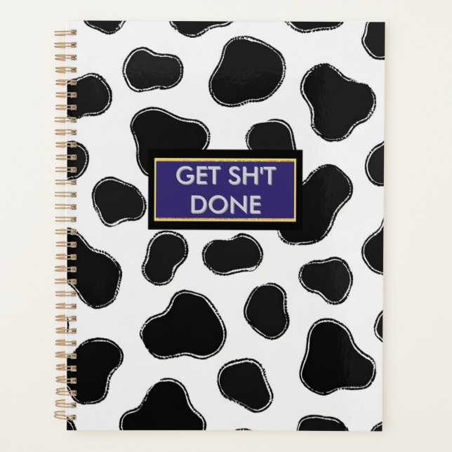 Funny Cow Print Office Essentials-Boss Babe Vibe Planner (Front)