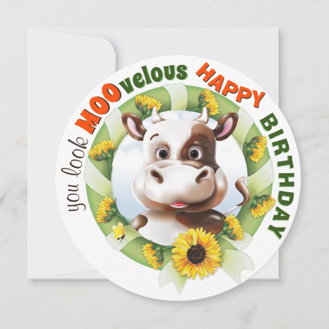 Funny Cow Pun Birthday (Front)