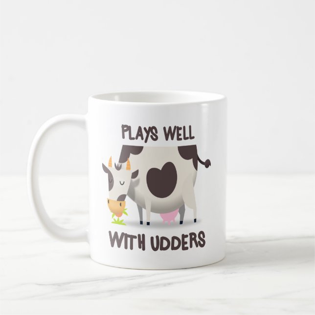 Funny Cow Pun Coffee Mug (Left)
