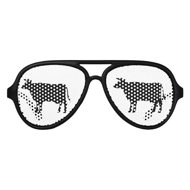 Funny Cow Silhouette Farm Animals Aviator Sunglasses (Front)