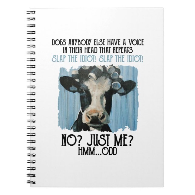 Funny Cow Slap The Idiot Just Me Notebook (Front)