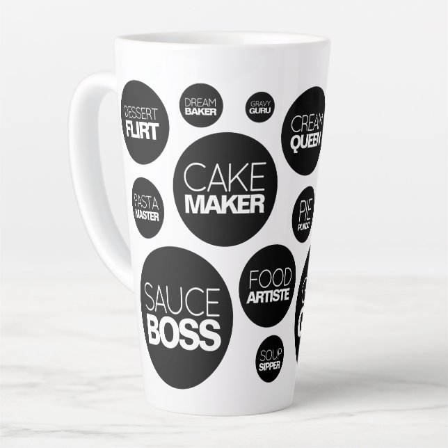 Funny Cow Spots Cook Chef Job Titles  Latte Mug (Left Angle)