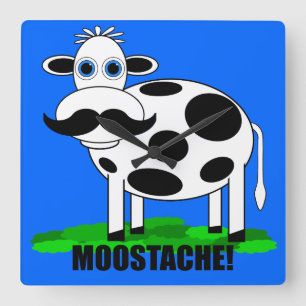 funny cow square wall clock