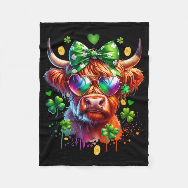 Funny Cow St Patricks Day  Fleece Blanket (Front)