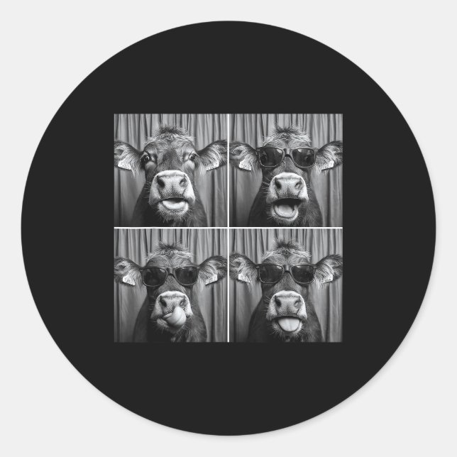 Funny Cow Sungles  Classic Round Sticker (Front)