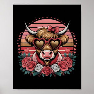 Funny Cow Valentines Day For Girls Women Cow Lover Poster