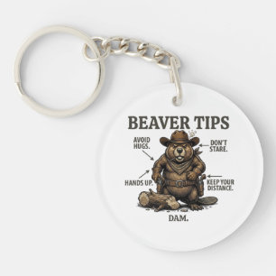 Funny Cowboy Beaver Tips Wild West Vintage  Key Ring