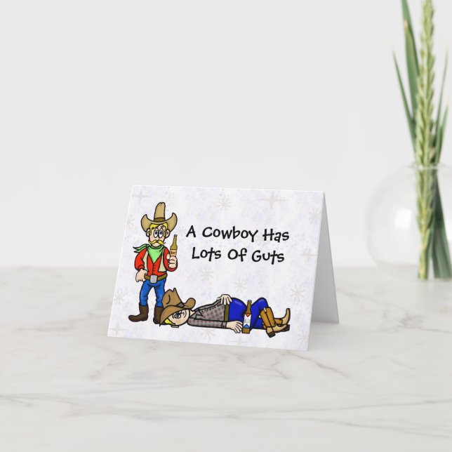 Funny Cowboy Beer Drinking Card (Front)
