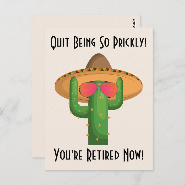 Funny Cowboy Cactus Western Theme Retirement Postcard (Front/Back)