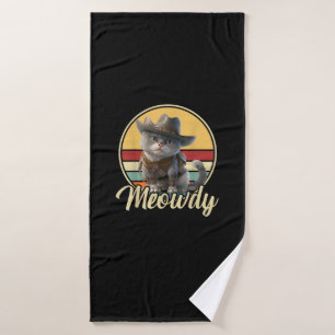 Funny Cowboy Cat Mashup Meow Howdy Kitten Lovers M Bath Towel