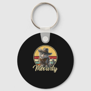 Funny Cowboy Cat Mashup Meow Howdy Kitten Lovers M Key Ring