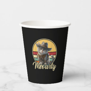 Funny Cowboy Cat Mashup Meow Howdy Kitten Lovers M Paper Cups