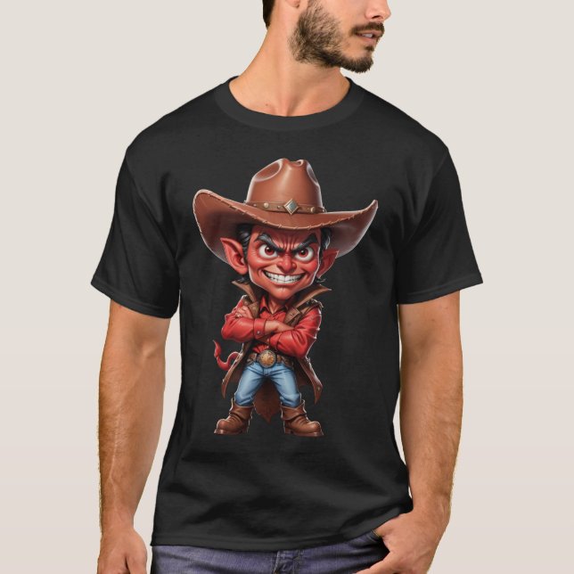 Funny cowboy devil cowboy graphic t shirt (Front)