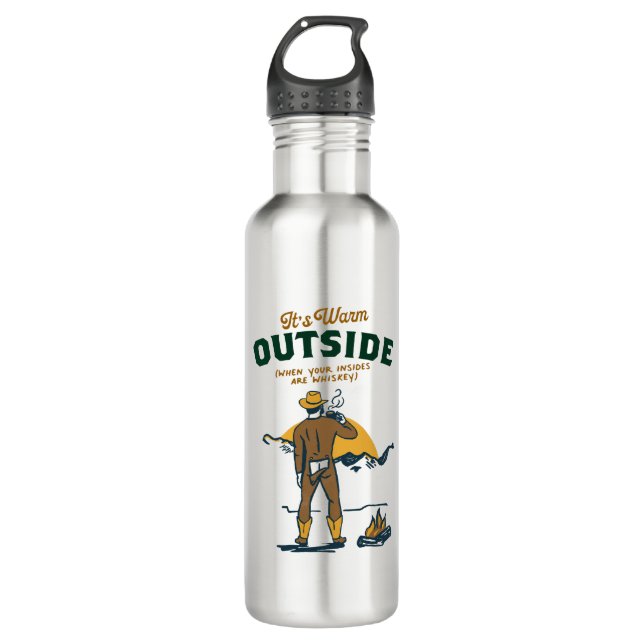 Funny Cowboy Drinking Whiskey 710 Ml Water Bottle (Front)