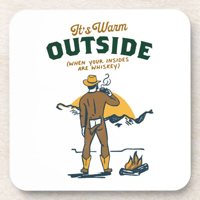 Funny Cowboy Drinking Whiskey Coaster (Front)