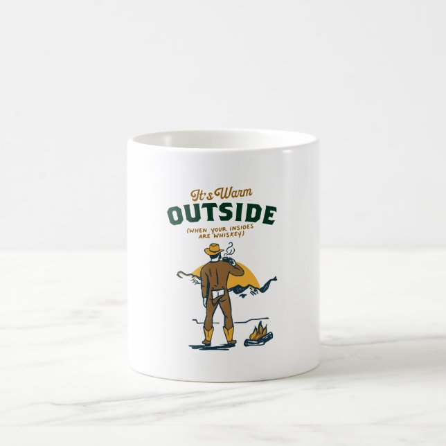 Funny Cowboy Drinking Whiskey Coffee Mug (Center)