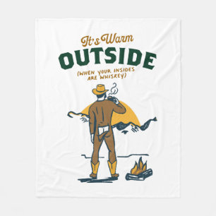 Funny Cowboy Drinking Whiskey Fleece Blanket