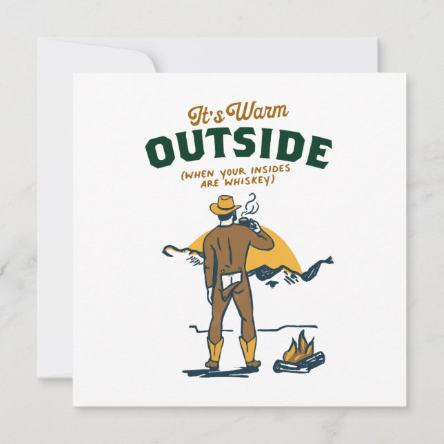 Funny Cowboy Drinking Whiskey Invitation (Back)