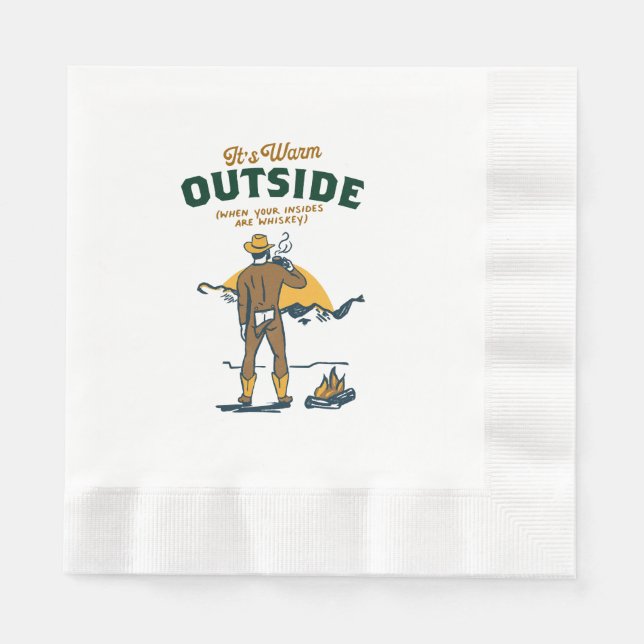 Funny Cowboy Drinking Whiskey Napkin (Front)