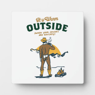 Funny Cowboy Drinking Whiskey Plaque