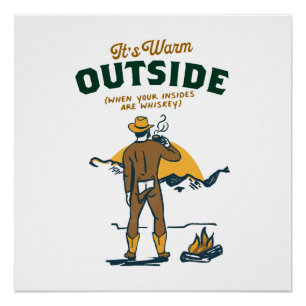 Funny Cowboy Drinking Whiskey Poster