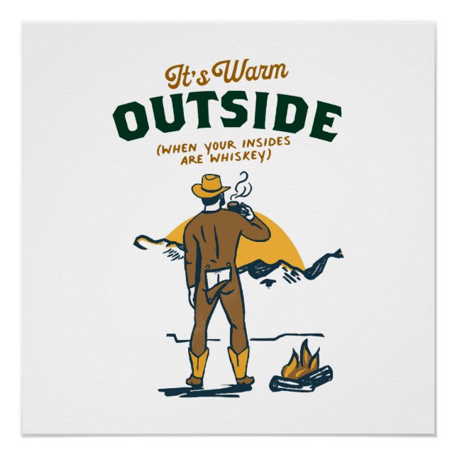 Funny Cowboy Drinking Whiskey Poster (Front)