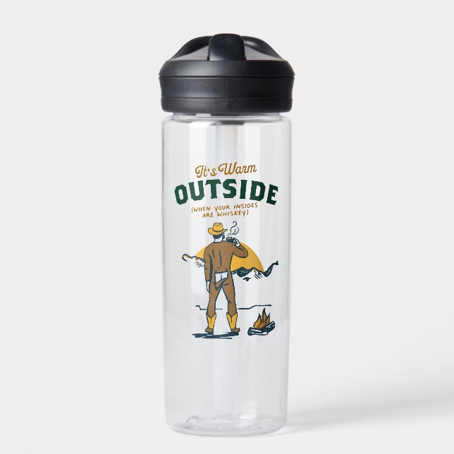 Funny Cowboy Drinking Whiskey Water Bottle (Front)