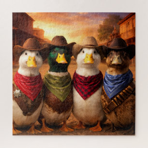 Funny Cowboy Duck Puzzle   Western Duck Art