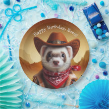 Funny Cowboy Ferret Western Style Birthday