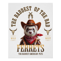 Funny Cowboy Ferret Western Style