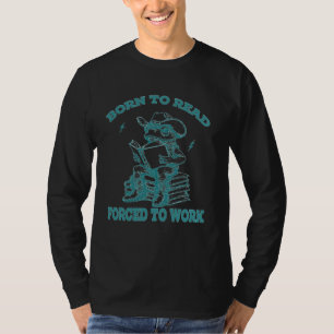 Funny Cowboy Frog Born To Read Forced To Work Vint T-Shirt