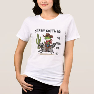 Funny Cowboy Frog T-Shirt – Racoon Rider Retro  Tri-Blend Shirt
