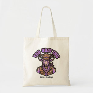 Funny Cowboy Goat Motivational Pun Western Design Tote Bag