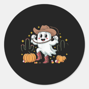 Funny Cowboy Halloween Ghost Western Fall For Spoo Classic Round Sticker