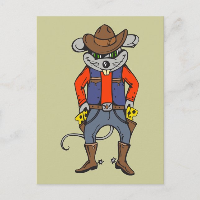 Funny Cowboy Mouse Postcard (Front)
