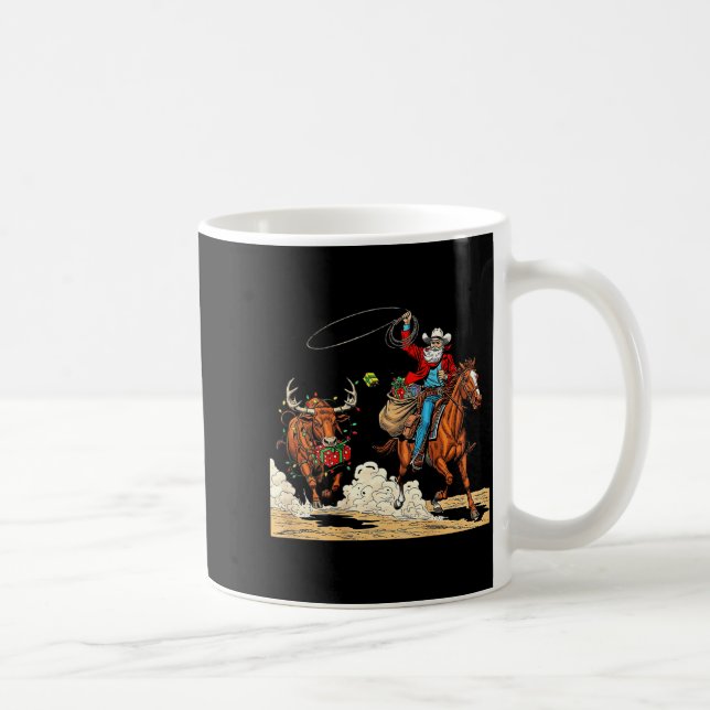 Funny Cowboy Santa Christmas Holiday Western Style Coffee Mug (Right)