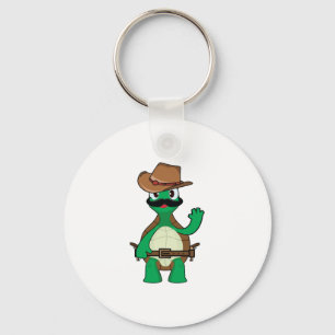 Funny cowboy turtle sherrif key ring