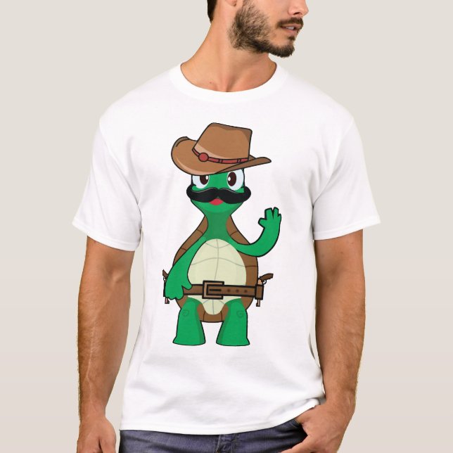 Funny cowboy turtle sherrif T-Shirt (Front)